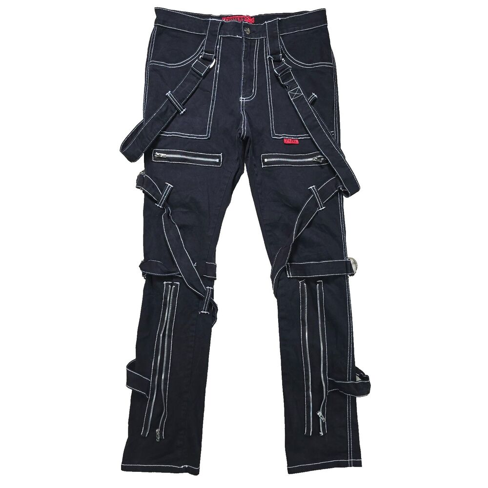 TRIPP NYC Pants Men's 32 Black Gothic Bondage Straps Zippers Punk Rock EMO